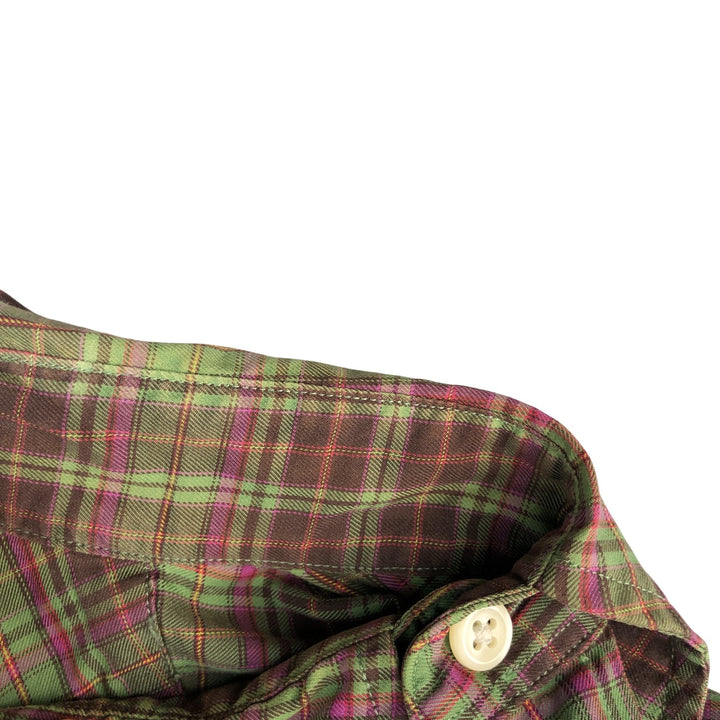 Ralph Lauren WHITFIELD CLASSIC FIT long-sleeved cotton check shirt, men's size XL cotton green type yellow green Vintage Second Hand