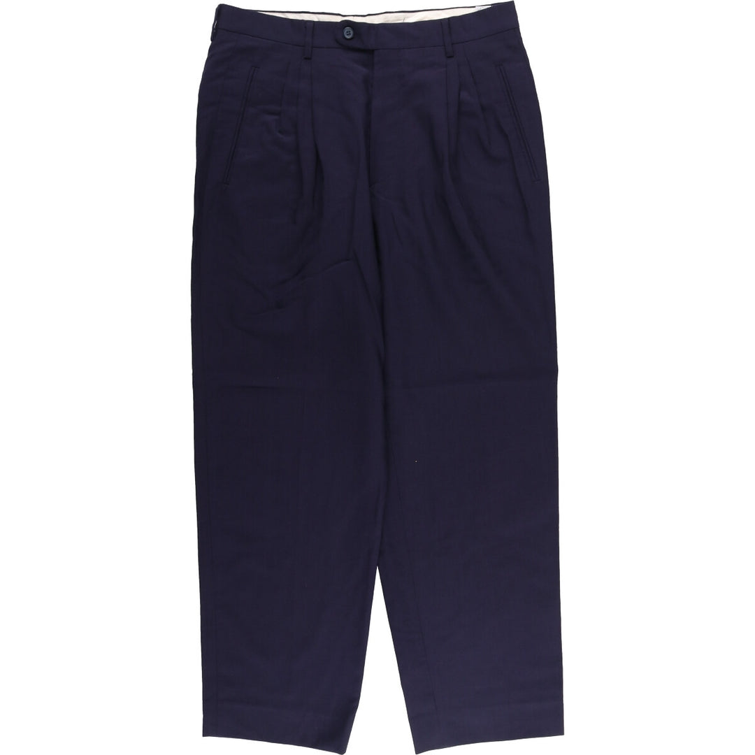 Vintage PONTI three-pleat wool pants and slacks, made in Italy, men's size W33. wool navy blue type Vintage Second Hand