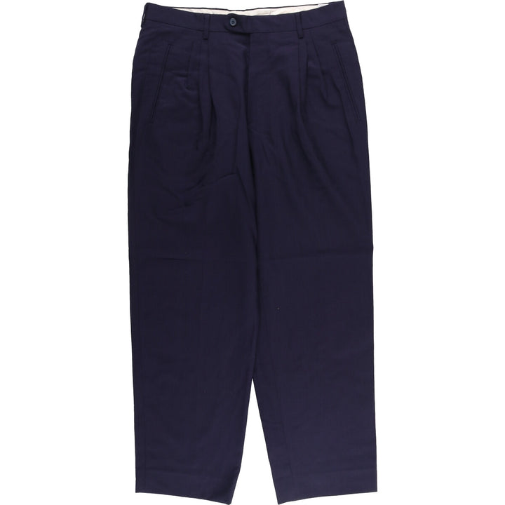 Vintage PONTI three-pleat wool pants and slacks, made in Italy, men's size W33. wool navy blue type Vintage Second Hand