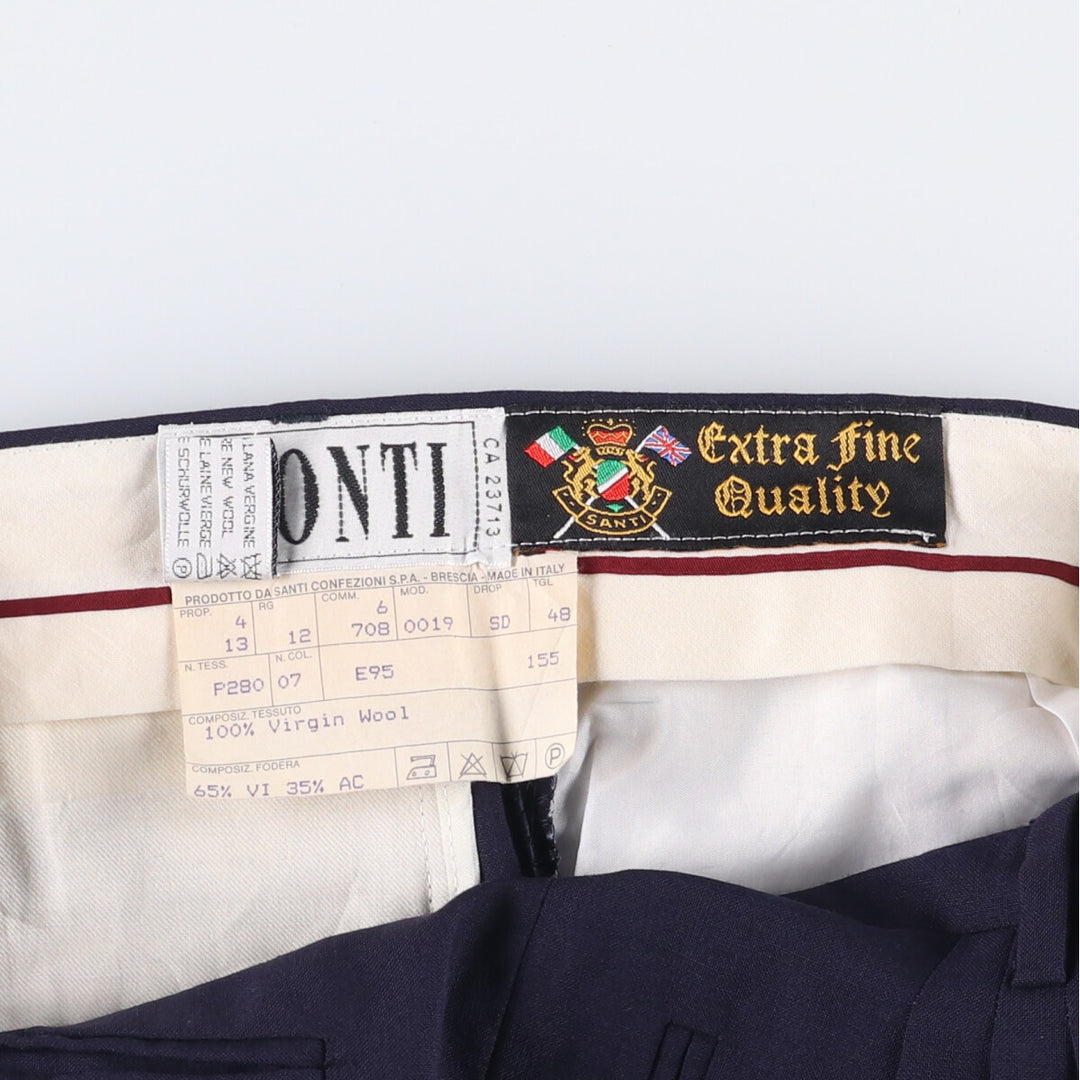 Vintage PONTI three-pleat wool pants and slacks, made in Italy, men's size W33. wool navy blue type Vintage Second Hand