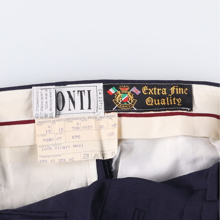 Vintage PONTI three-pleat wool pants and slacks, made in Italy, men's size W33. wool navy blue type Vintage Second Hand