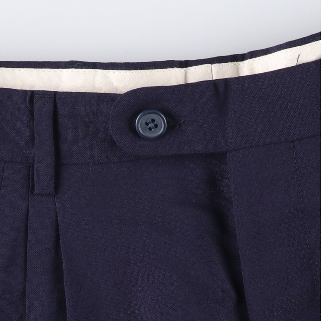 Vintage PONTI three-pleat wool pants and slacks, made in Italy, men's size W33. wool navy blue type Vintage Second Hand