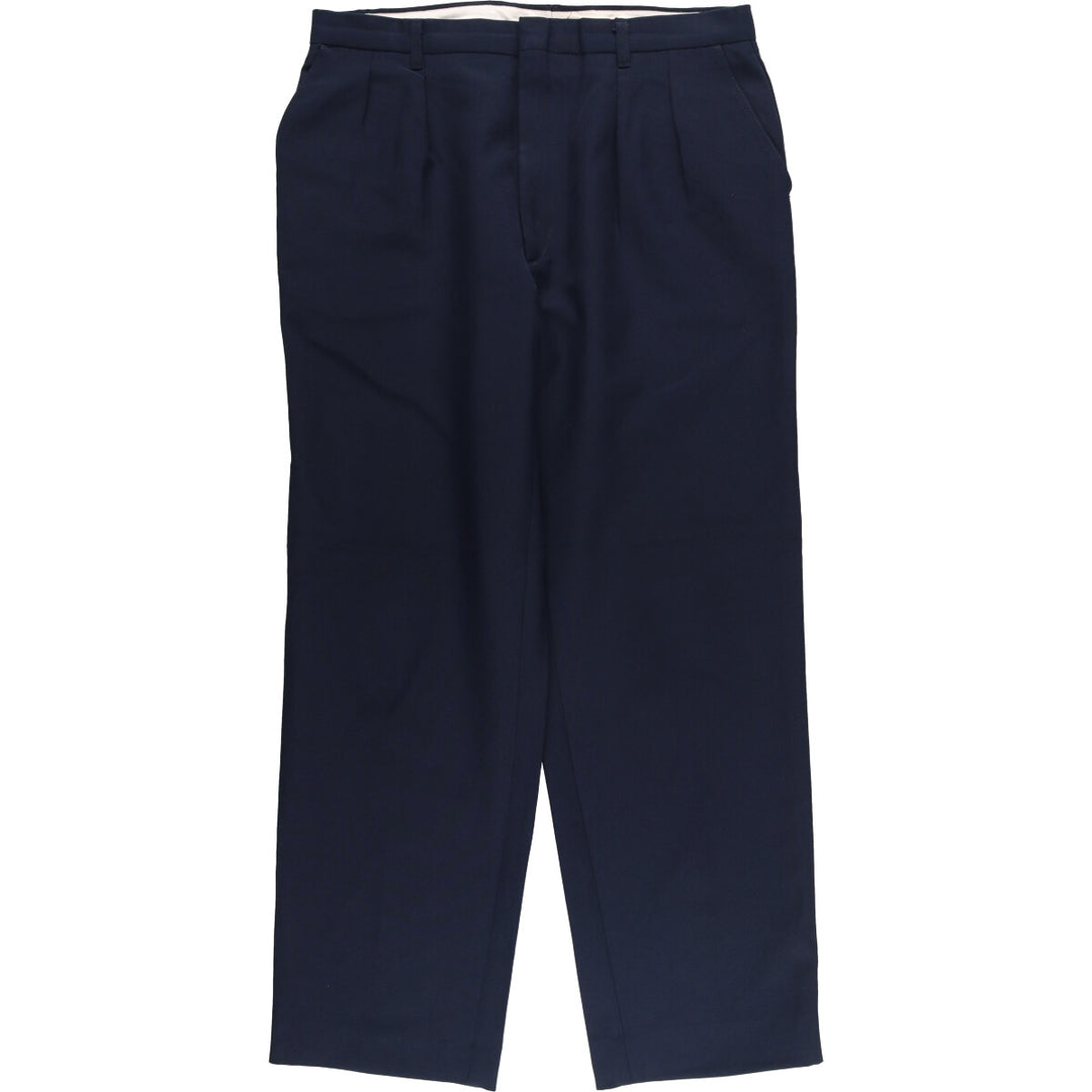 Vintage 80s-90'S Two-pleat Slacks, Made in USA, Men's Size 34 unclear navy blue type Vintage Second Hand