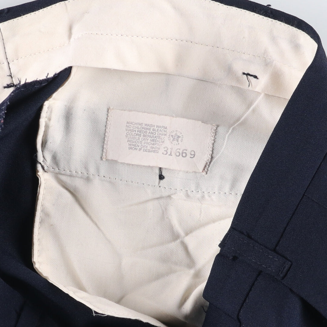 Vintage 80s-90'S Two-pleat Slacks, Made in USA, Men's Size 34 unclear navy blue type Vintage Second Hand