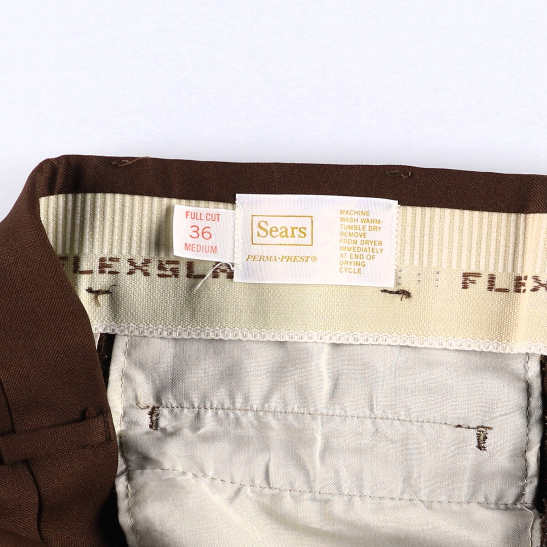 Vintage 1970'S Sears flare pants, men's size W36 unclear brown type Vintage Second Hand