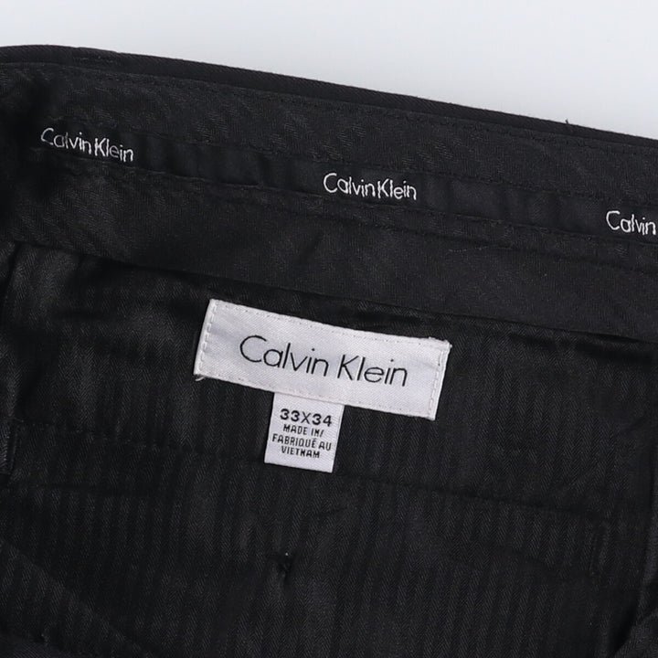 Calvin Klein Slacks Pants for Men, W35 polyester black type Vintage Second Hand