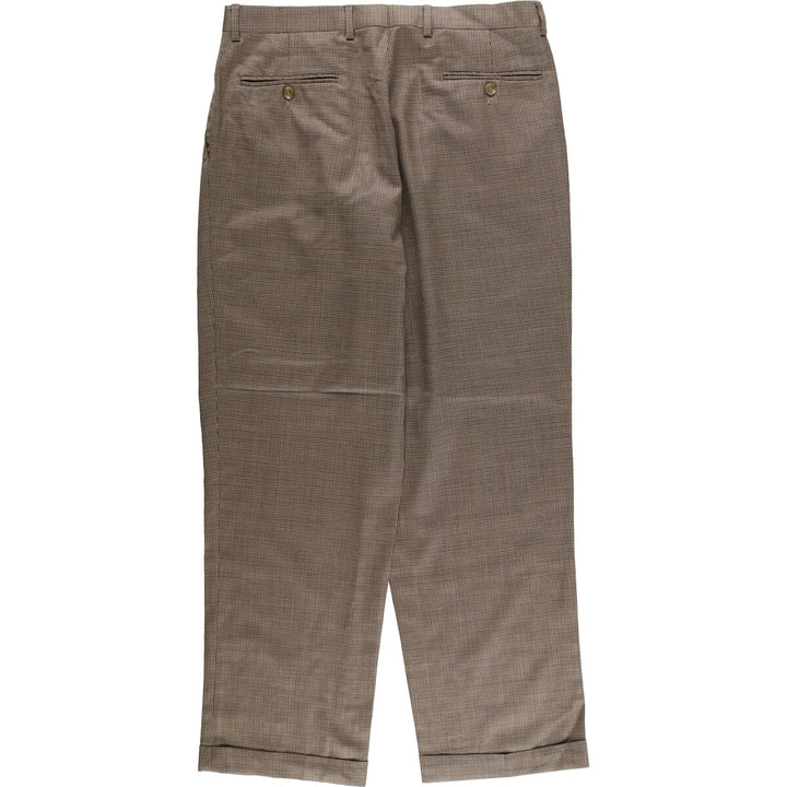 Ralph Lauren LAUREN Houndstooth Pattern Two-pleat Wool Pants Slacks Men's Size W33 wool brown type Vintage Second Hand