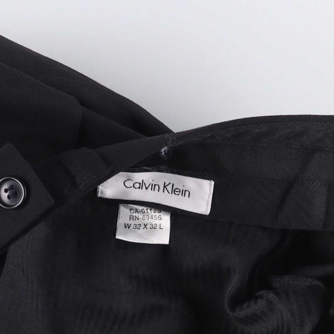 Calvin Klein One-Tuck Wool Pants, Slacks, W32x32L, Men's Size W32 wool black type Vintage Second Hand