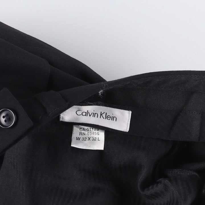 Calvin Klein One-Tuck Wool Pants, Slacks, W32x32L, Men's Size W32 wool black type Vintage Second Hand