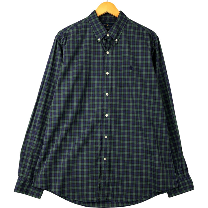 Ralph Lauren Classic Fit Long Sleeve Button Down Check Shirt Men's Size L unclear navy blue type Vintage Second Hand