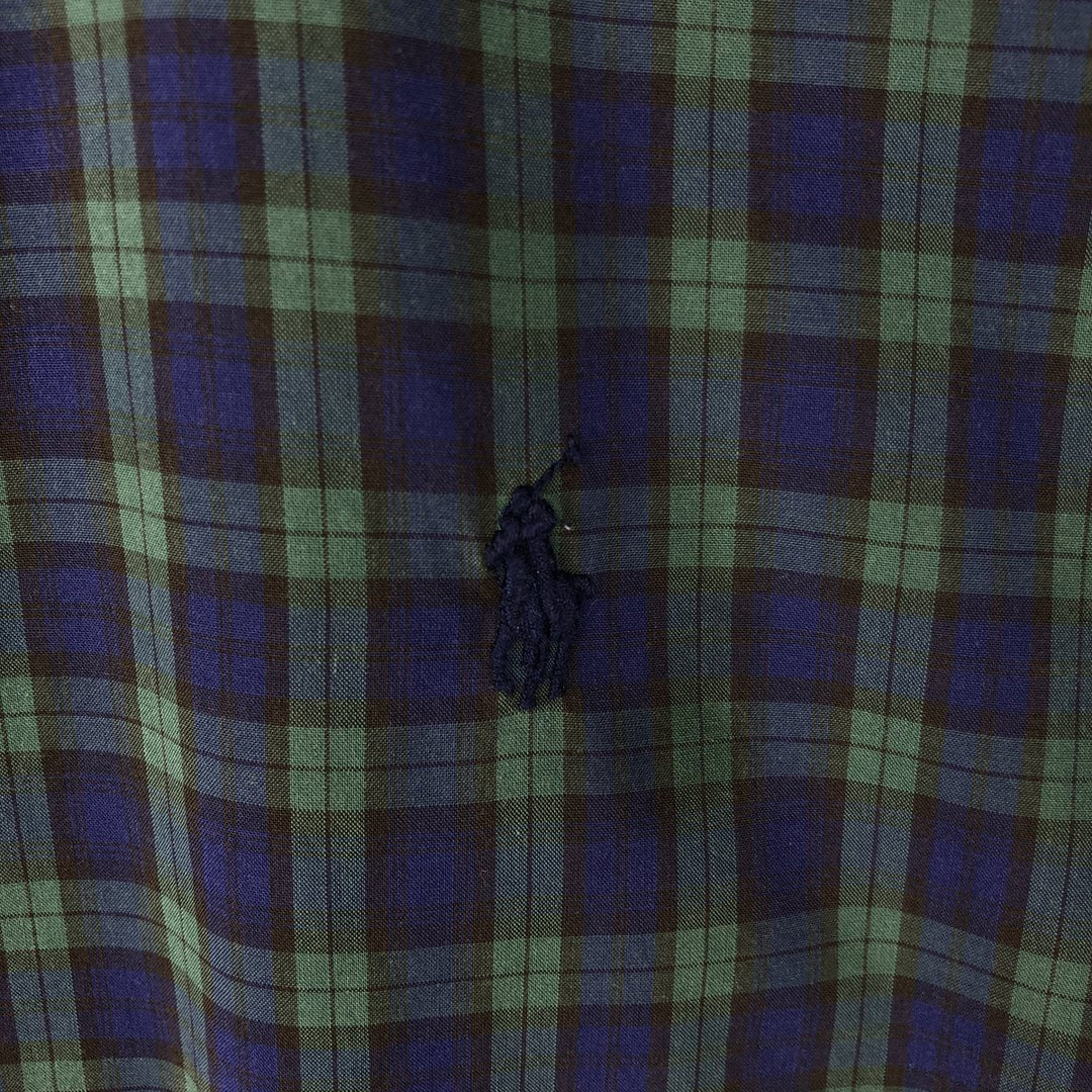 Ralph Lauren Classic Fit Long Sleeve Button Down Check Shirt Men's Size L unclear navy blue type Vintage Second Hand