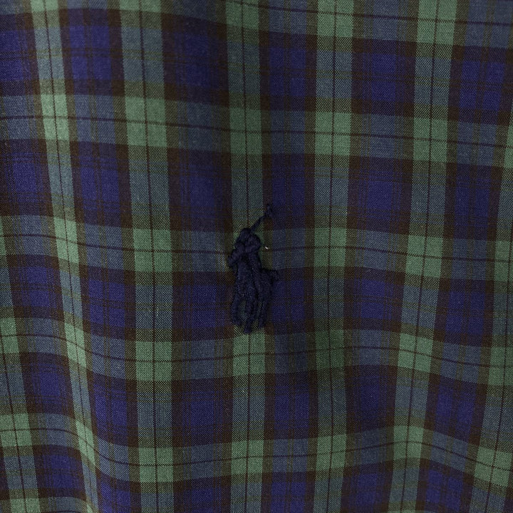 Ralph Lauren Classic Fit Long Sleeve Button Down Check Shirt Men's Size L unclear navy blue type Vintage Second Hand