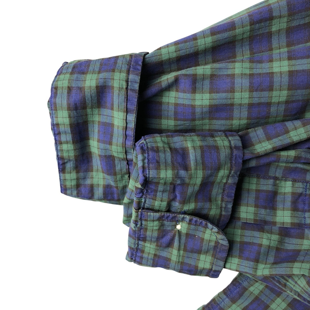 Ralph Lauren Classic Fit Long Sleeve Button Down Check Shirt Men's Size L unclear navy blue type Vintage Second Hand