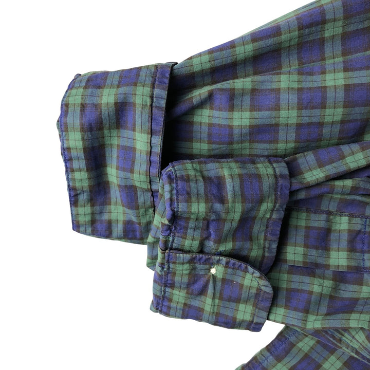 Ralph Lauren Classic Fit Long Sleeve Button Down Check Shirt Men's Size L unclear navy blue type Vintage Second Hand