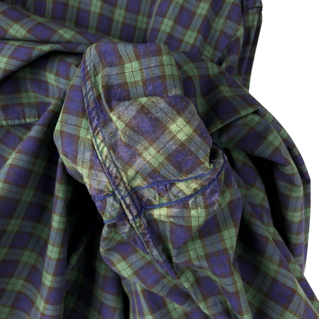 Ralph Lauren Classic Fit Long Sleeve Button Down Check Shirt Men's Size L unclear navy blue type Vintage Second Hand