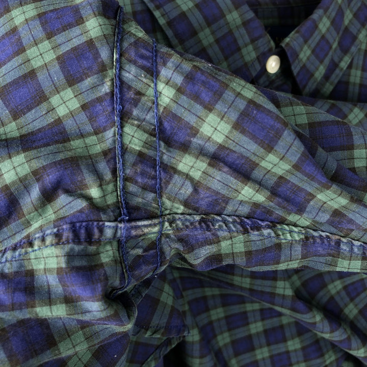 Ralph Lauren Classic Fit Long Sleeve Button Down Check Shirt Men's Size L unclear navy blue type Vintage Second Hand