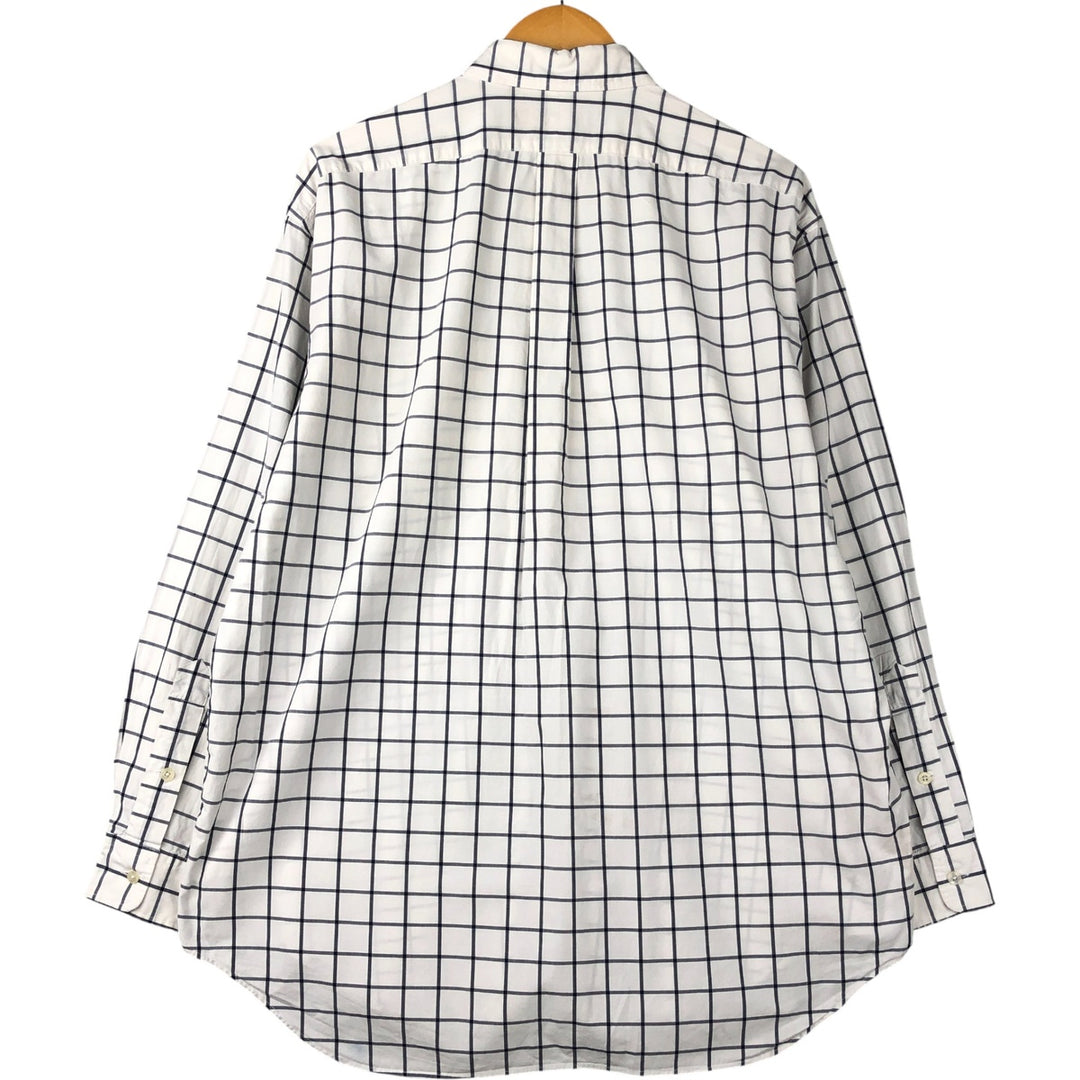 Ralph Lauren Golf Tilden long-sleeved button-down check shirt, men's size L cotton white type Vintage Second Hand