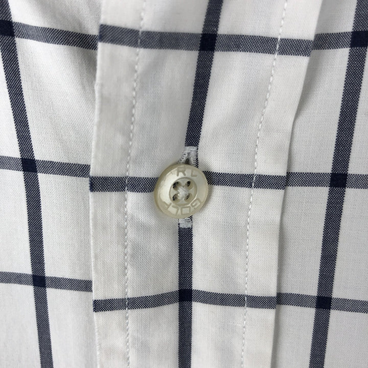 Ralph Lauren Golf Tilden long-sleeved button-down check shirt, men's size L cotton white type Vintage Second Hand