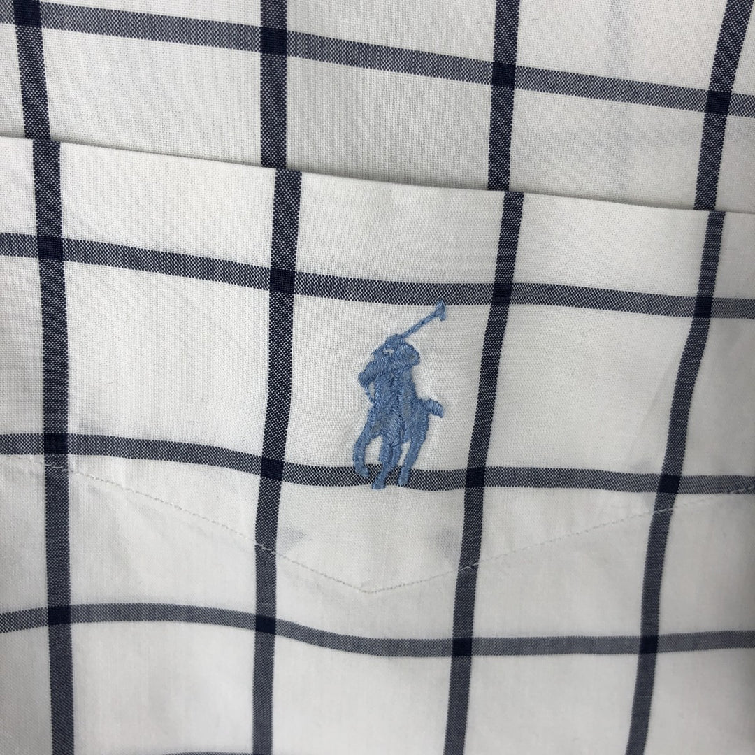 Ralph Lauren Golf Tilden long-sleeved button-down check shirt, men's size L cotton white type Vintage Second Hand