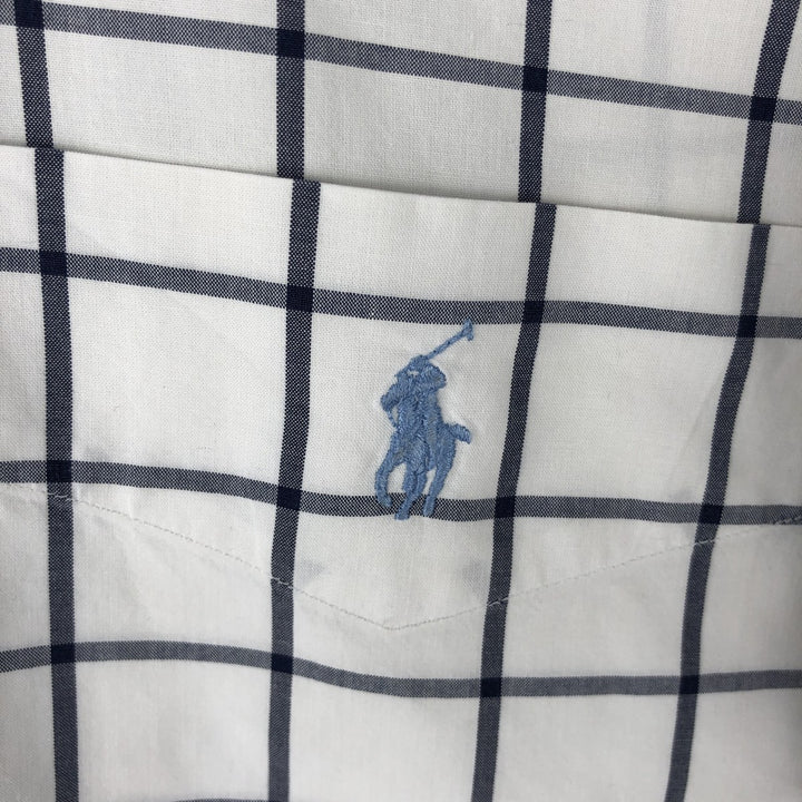 Ralph Lauren Golf Tilden long-sleeved button-down check shirt, men's size L cotton white type Vintage Second Hand