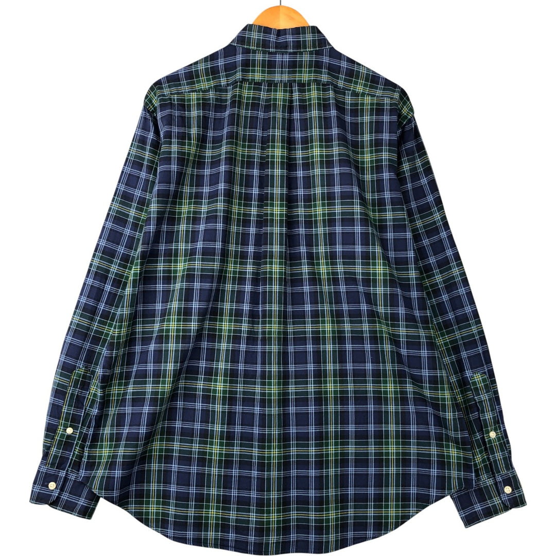 Ralph Lauren Classic Fit Long Sleeve Button Down Check Shirt Men's Size L cotton navy blue type Vintage Second Hand