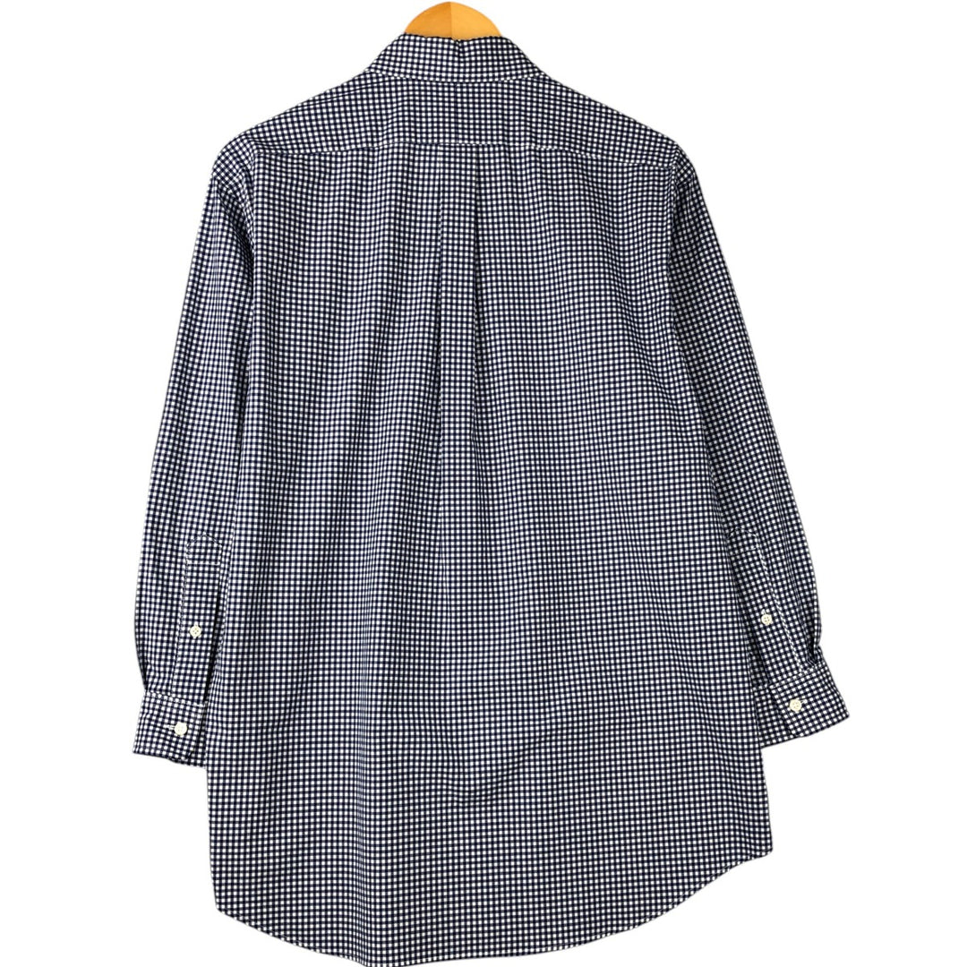 Ralph Lauren Classic Fit Gingham Check Long Sleeve Button-Down Check Shirt, Men's Size L cotton navy blue type Vintage Second Hand