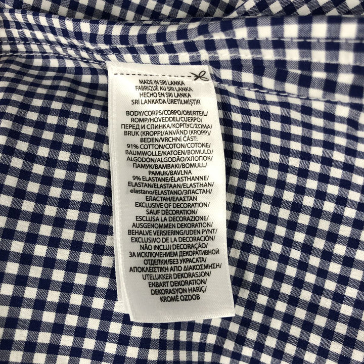 Ralph Lauren Classic Fit Gingham Check Long Sleeve Button-Down Check Shirt, Men's Size L cotton navy blue type Vintage Second Hand