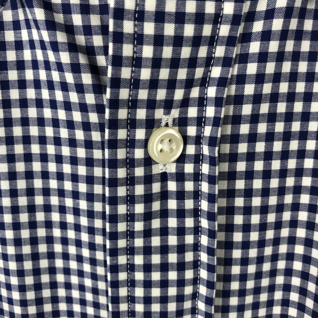 Ralph Lauren Classic Fit Gingham Check Long Sleeve Button-Down Check Shirt, Men's Size L cotton navy blue type Vintage Second Hand