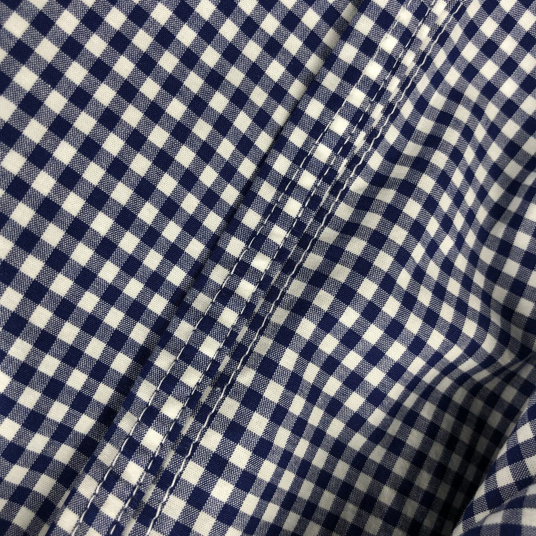 Ralph Lauren Classic Fit Gingham Check Long Sleeve Button-Down Check Shirt, Men's Size L cotton navy blue type Vintage Second Hand