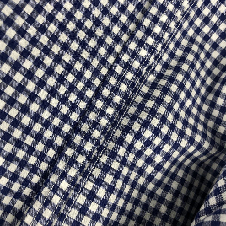 Ralph Lauren Classic Fit Gingham Check Long Sleeve Button-Down Check Shirt, Men's Size L cotton navy blue type Vintage Second Hand