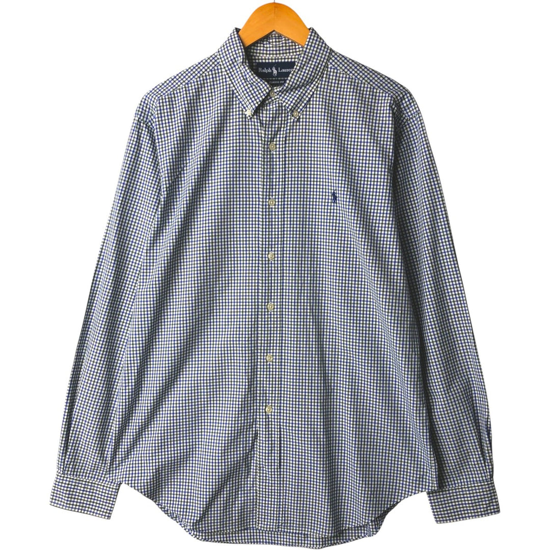 Ralph Lauren Classic Fit Long Sleeve Button Down Check Shirt Men's Size L cotton blue type Vintage Second Hand