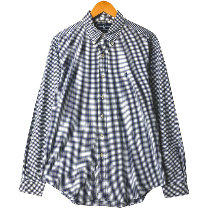 Ralph Lauren Classic Fit Long Sleeve Button Down Check Shirt Men's Size L cotton blue type Vintage Second Hand