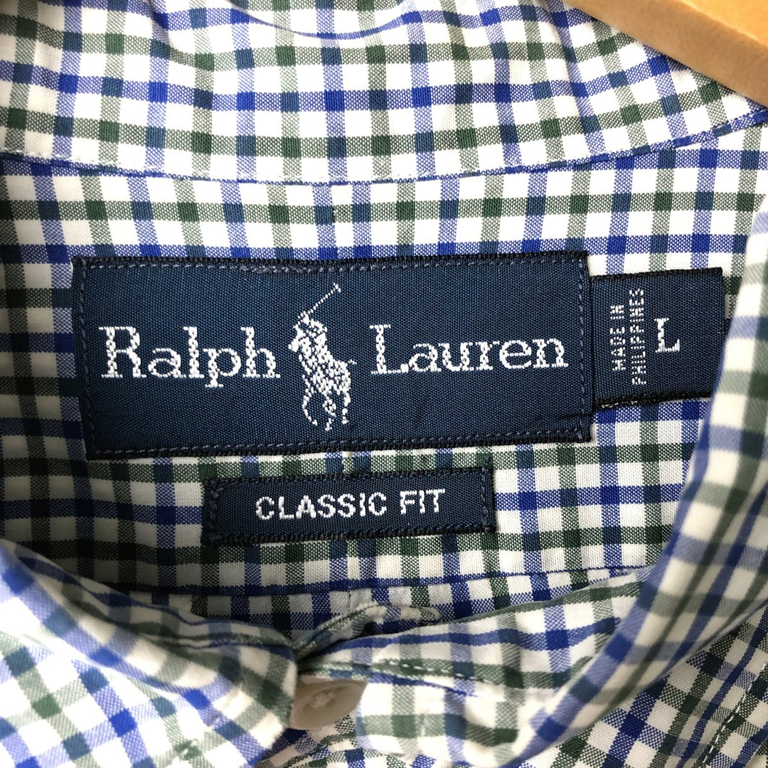 Ralph Lauren Classic Fit Long Sleeve Button Down Check Shirt Men's Size L cotton blue type Vintage Second Hand