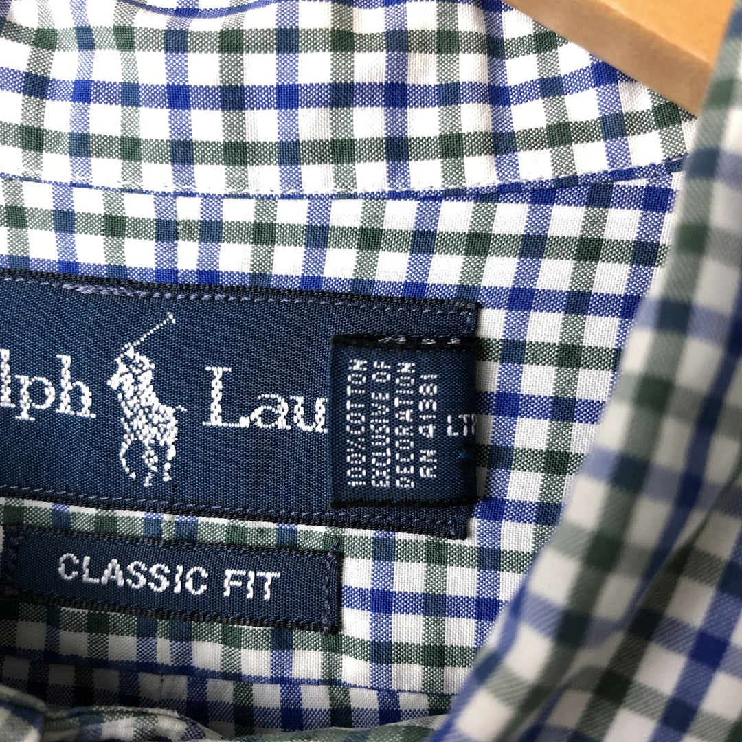 Ralph Lauren Classic Fit Long Sleeve Button Down Check Shirt Men's Size L cotton blue type Vintage Second Hand