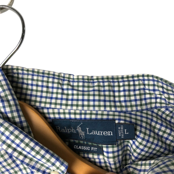Ralph Lauren Classic Fit Long Sleeve Button Down Check Shirt Men's Size L cotton blue type Vintage Second Hand