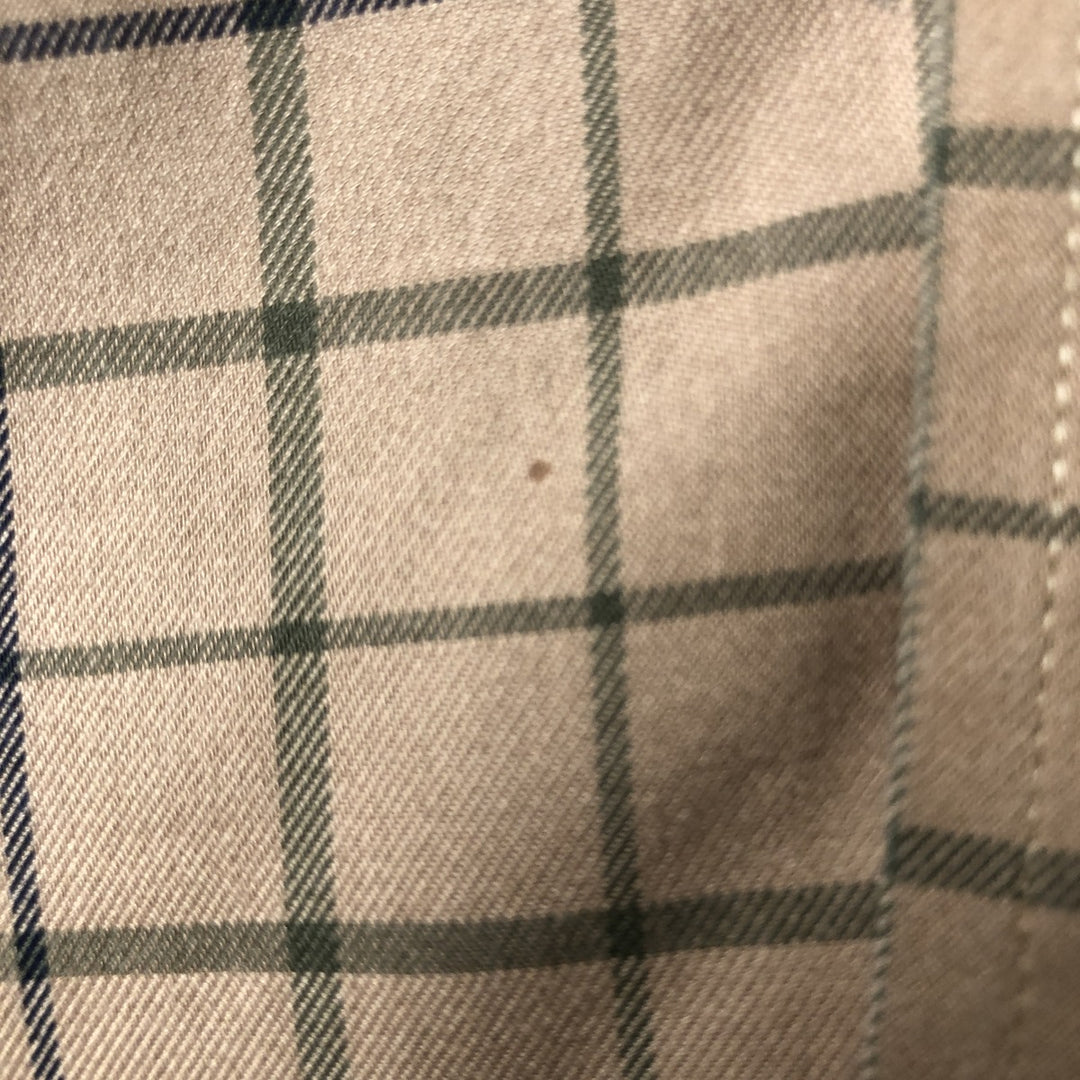Brooks Brothers 1818 Long Sleeve Button-Down Check Shirt, Men's Size L cotton beige type brown Vintage Second Hand