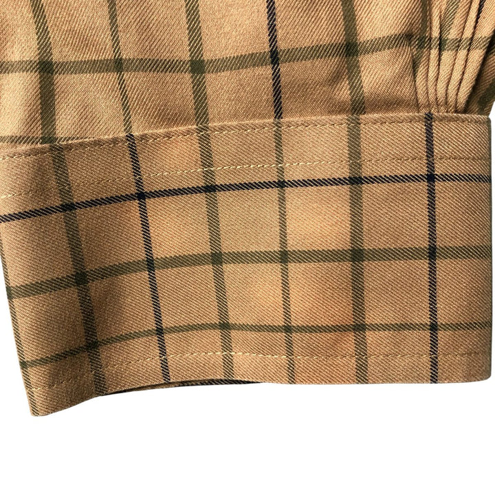 Brooks Brothers 1818 Long Sleeve Button-Down Check Shirt, Men's Size L cotton beige type brown Vintage Second Hand