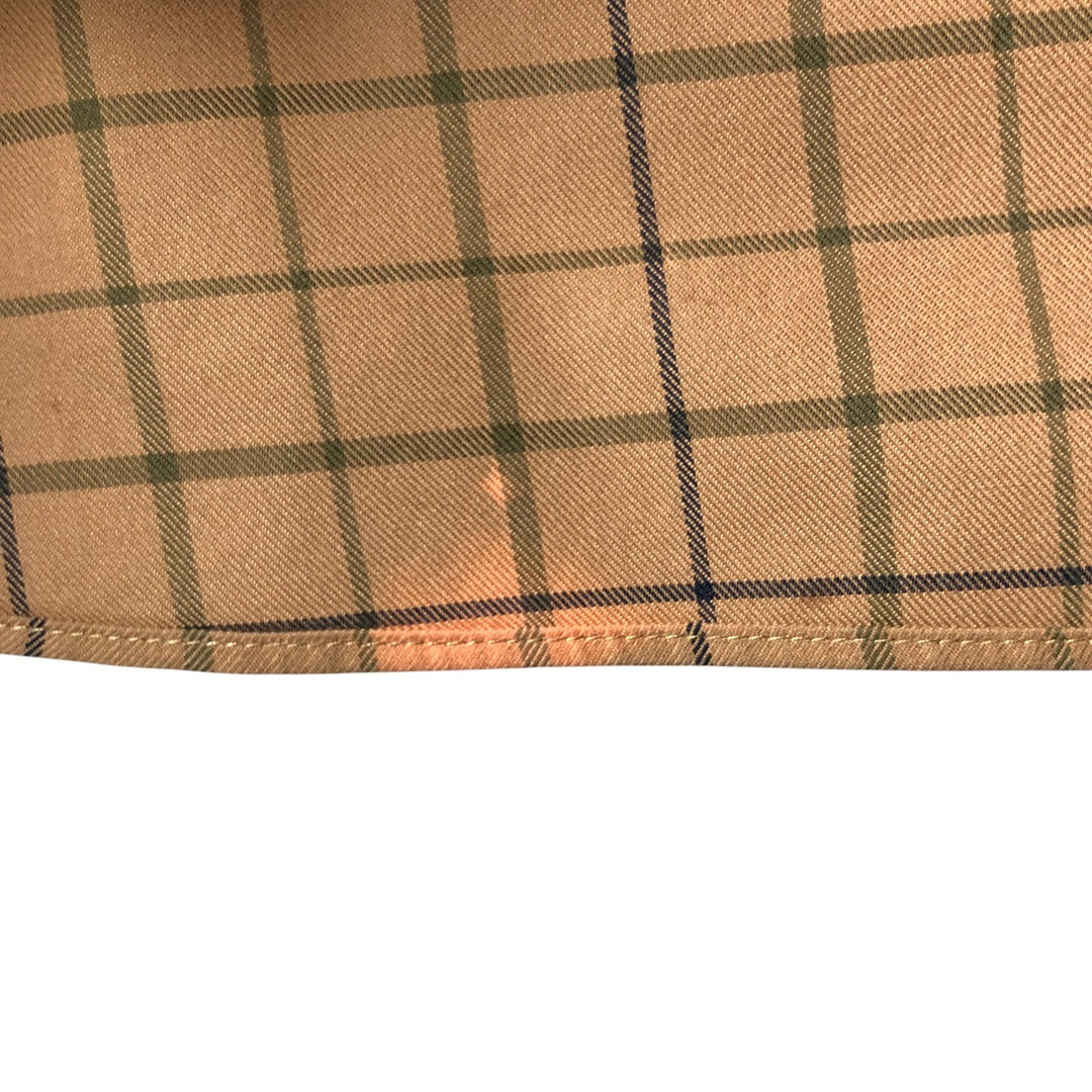 Brooks Brothers 1818 Long Sleeve Button-Down Check Shirt, Men's Size L cotton beige type brown Vintage Second Hand