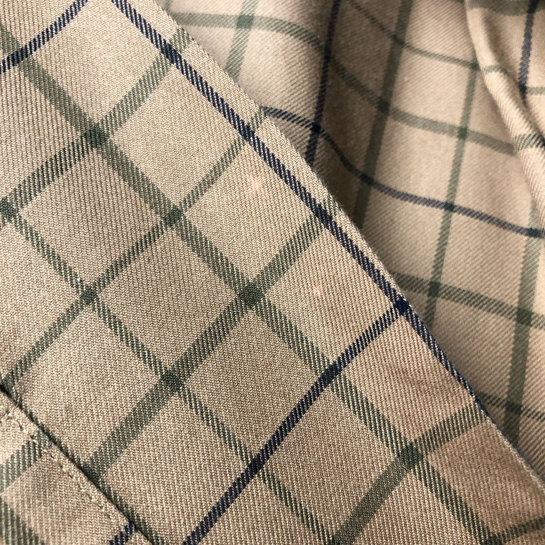 Brooks Brothers 1818 Long Sleeve Button-Down Check Shirt, Men's Size L cotton beige type brown Vintage Second Hand