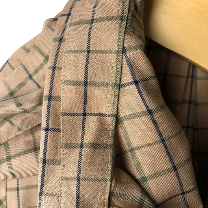 Brooks Brothers 1818 Long Sleeve Button-Down Check Shirt, Men's Size L cotton beige type brown Vintage Second Hand