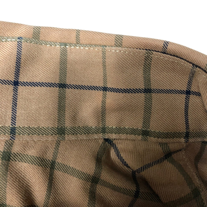 Brooks Brothers 1818 Long Sleeve Button-Down Check Shirt, Men's Size L cotton beige type brown Vintage Second Hand
