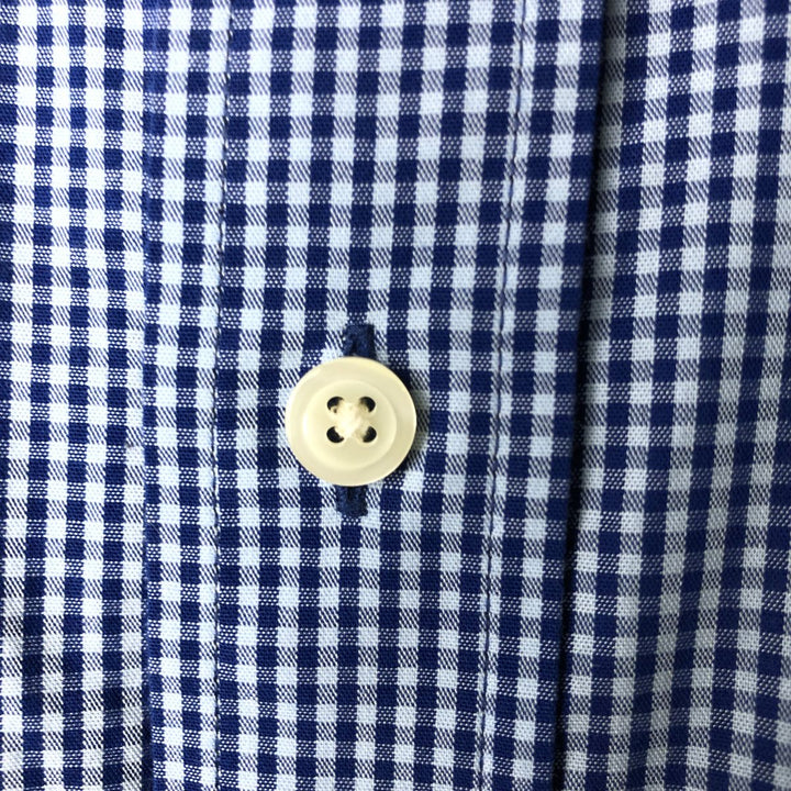 Brooks Brothers 1818 Gingham Check Long Sleeve Button-Down Check Shirt, Men's Size L cotton Blue type light blue Vintage Second Hand