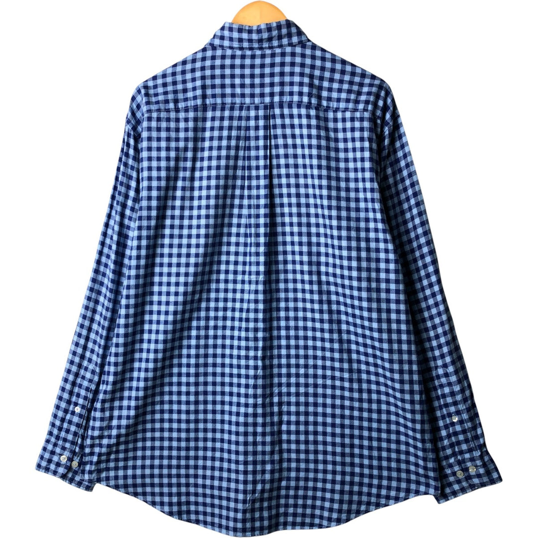Brooks Brothers Est. 1818 MADISON Gingham Check Long Sleeve Button-Down Check Shirt, Men's Size L cotton Navy blue Vintage Second Hand