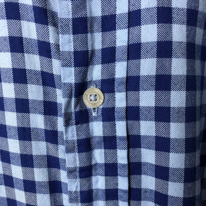 Brooks Brothers Est. 1818 MADISON Gingham Check Long Sleeve Button-Down Check Shirt, Men's Size L cotton Navy blue Vintage Second Hand