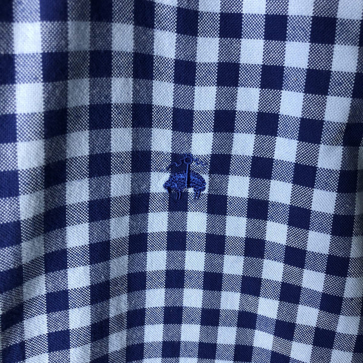 Brooks Brothers Est. 1818 MADISON Gingham Check Long Sleeve Button-Down Check Shirt, Men's Size L cotton Navy blue Vintage Second Hand