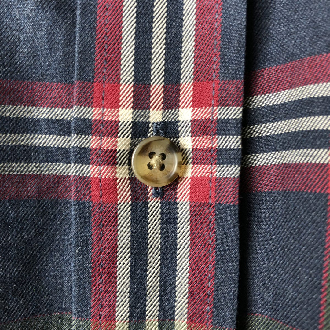 Brooks Brothers Est.1818 MADISON Long Sleeve Button-Down Check Shirt, Men's Size L Supima Cotton navy blue type Vintage Second Hand