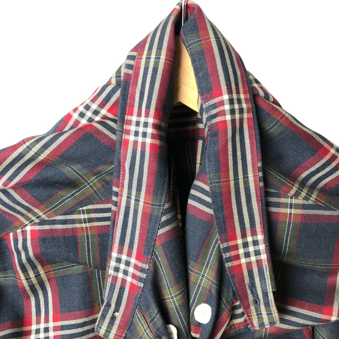 Brooks Brothers Est.1818 MADISON Long Sleeve Button-Down Check Shirt, Men's Size L Supima Cotton navy blue type Vintage Second Hand
