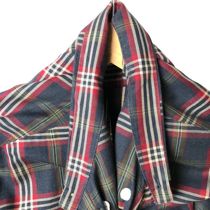 Brooks Brothers Est.1818 MADISON Long Sleeve Button-Down Check Shirt, Men's Size L Supima Cotton navy blue type Vintage Second Hand