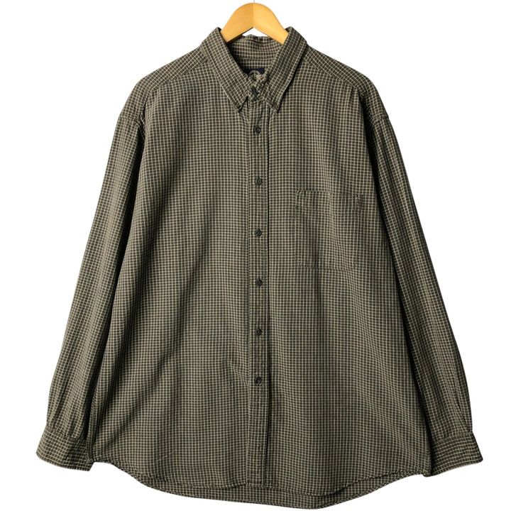 Dockers Long Sleeve Button-Down Check Shirt, Men's Size XL cotton Khaki type Vintage Second Hand