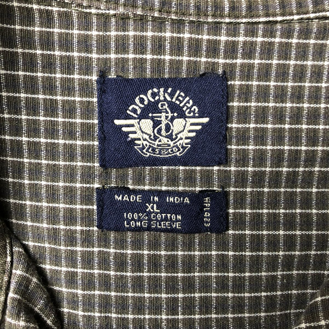 Dockers Long Sleeve Button-Down Check Shirt, Men's Size XL cotton Khaki type Vintage Second Hand